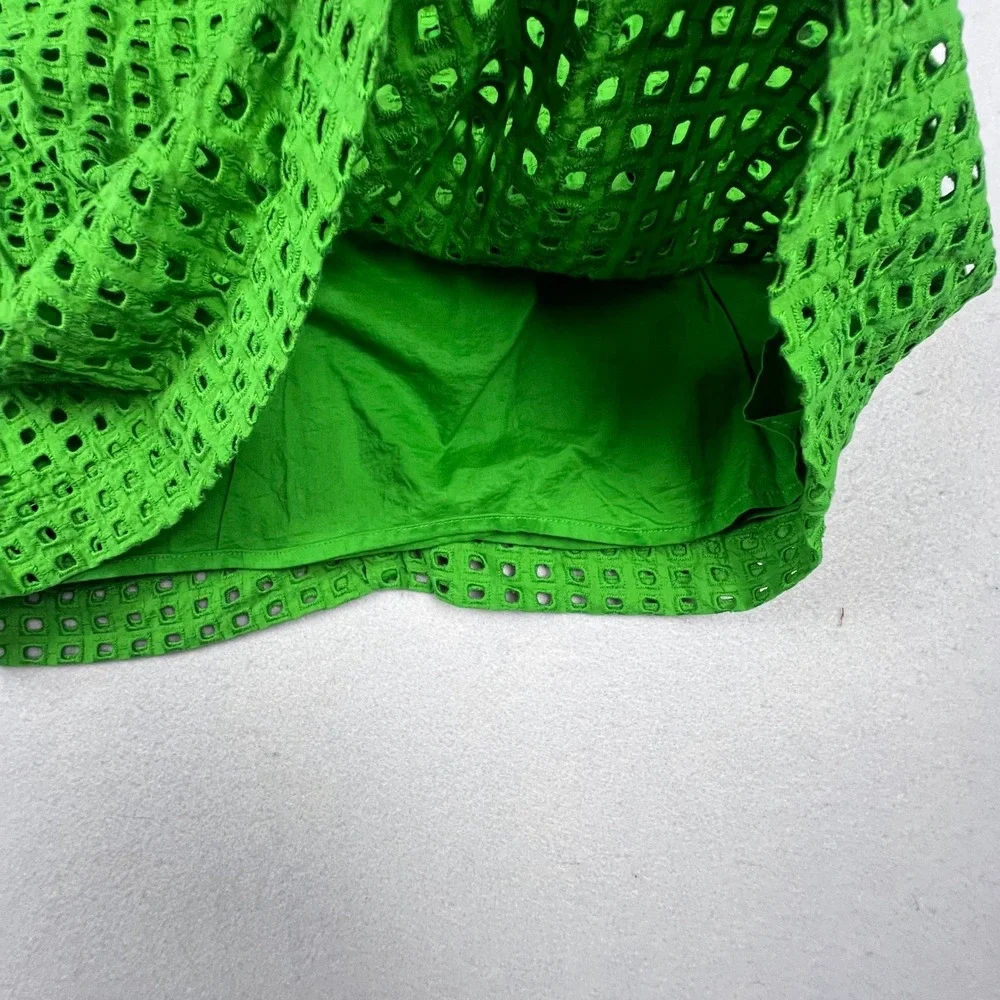 Kate Spade Eyelet Crop Top Womens Large Green Cotton Sleeveless Preppy Summer‎
